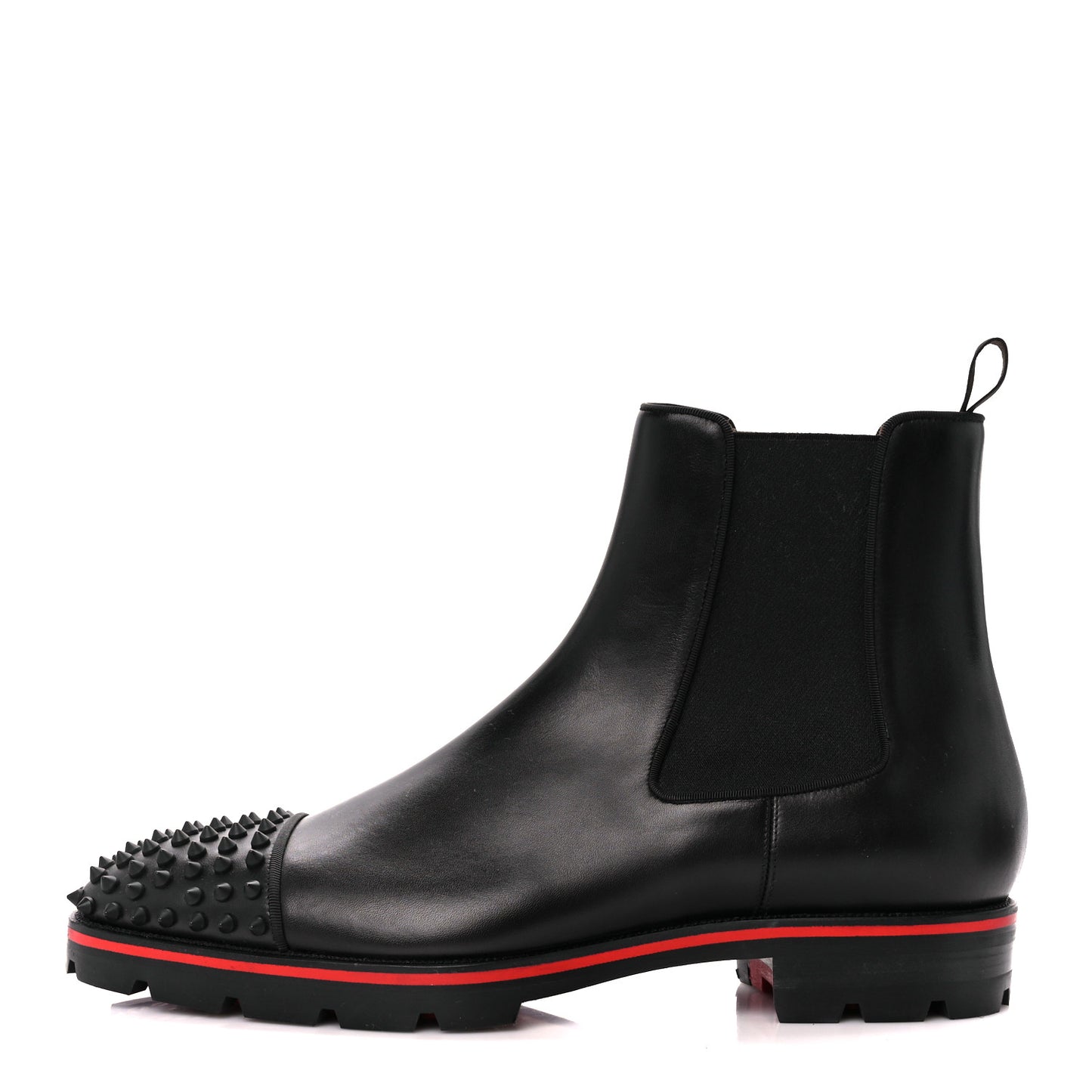 Calfskin Mens Melon Spikes Flat Chelsea Boots 46 Black