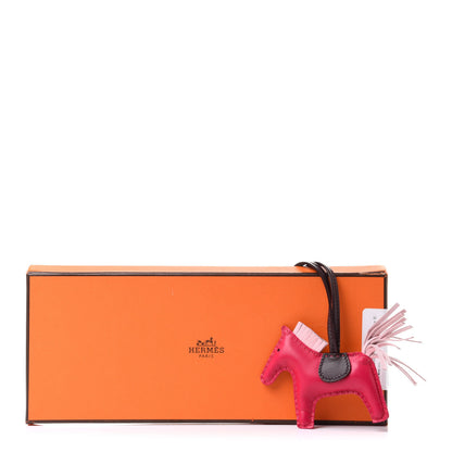 Hermes Milo Lambskin Grigri Rodeo Horse Bag Charm PM Rose Sakura Framboise Rouge Sellier 5 of 5