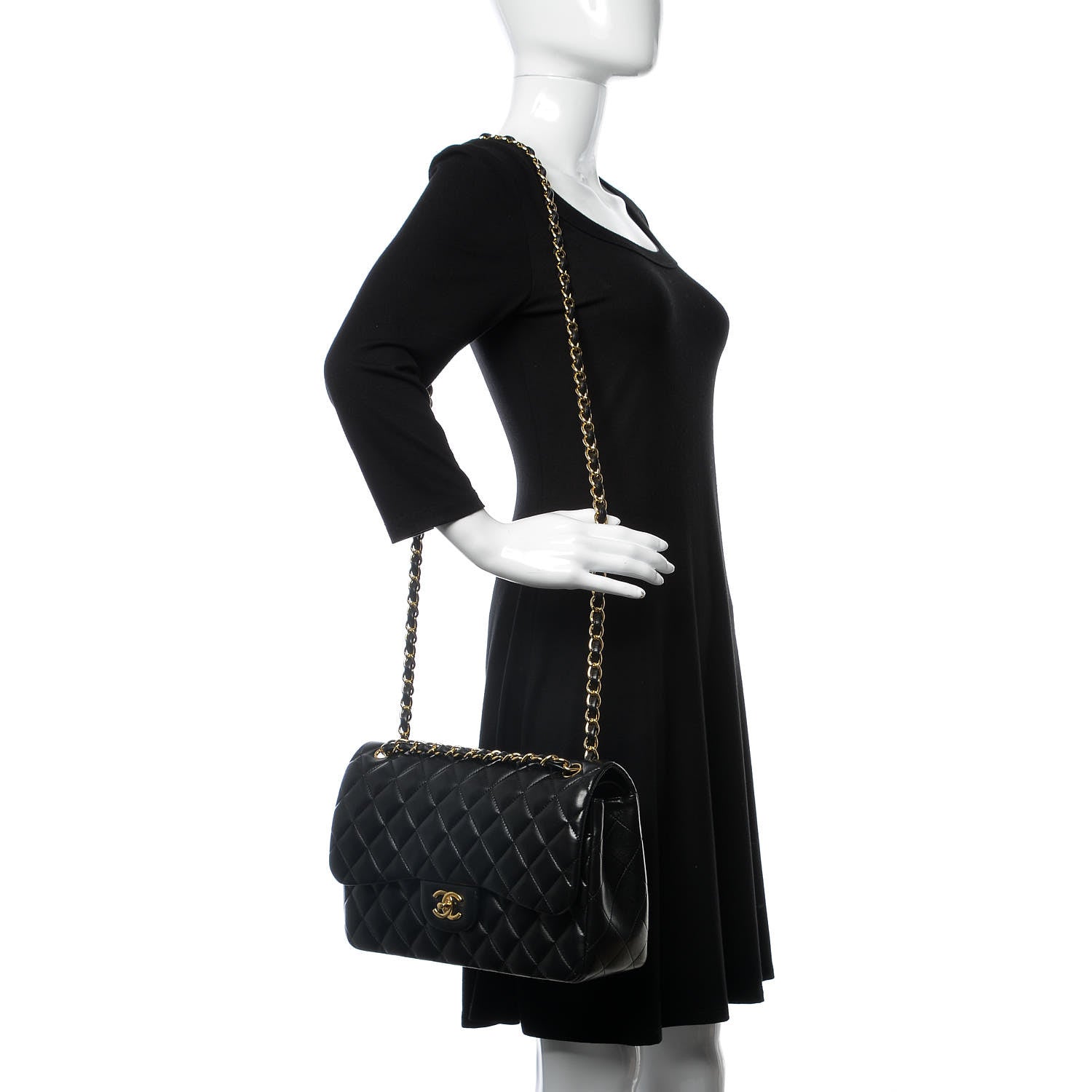 Chanel Lambskin Quilted Jumbo Double Flap Black 2 of 9