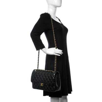 Chanel Lambskin Quilted Jumbo Double Flap Black 2 of 9