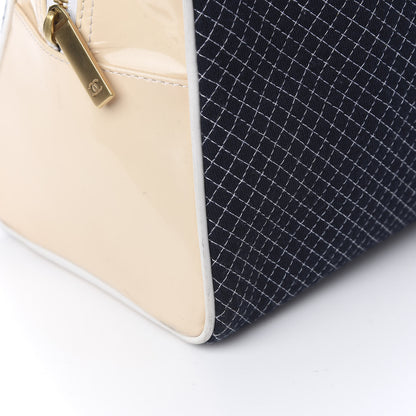 Chanel Patent Jersey Quilted Bowler Navy Blue 17 of 22