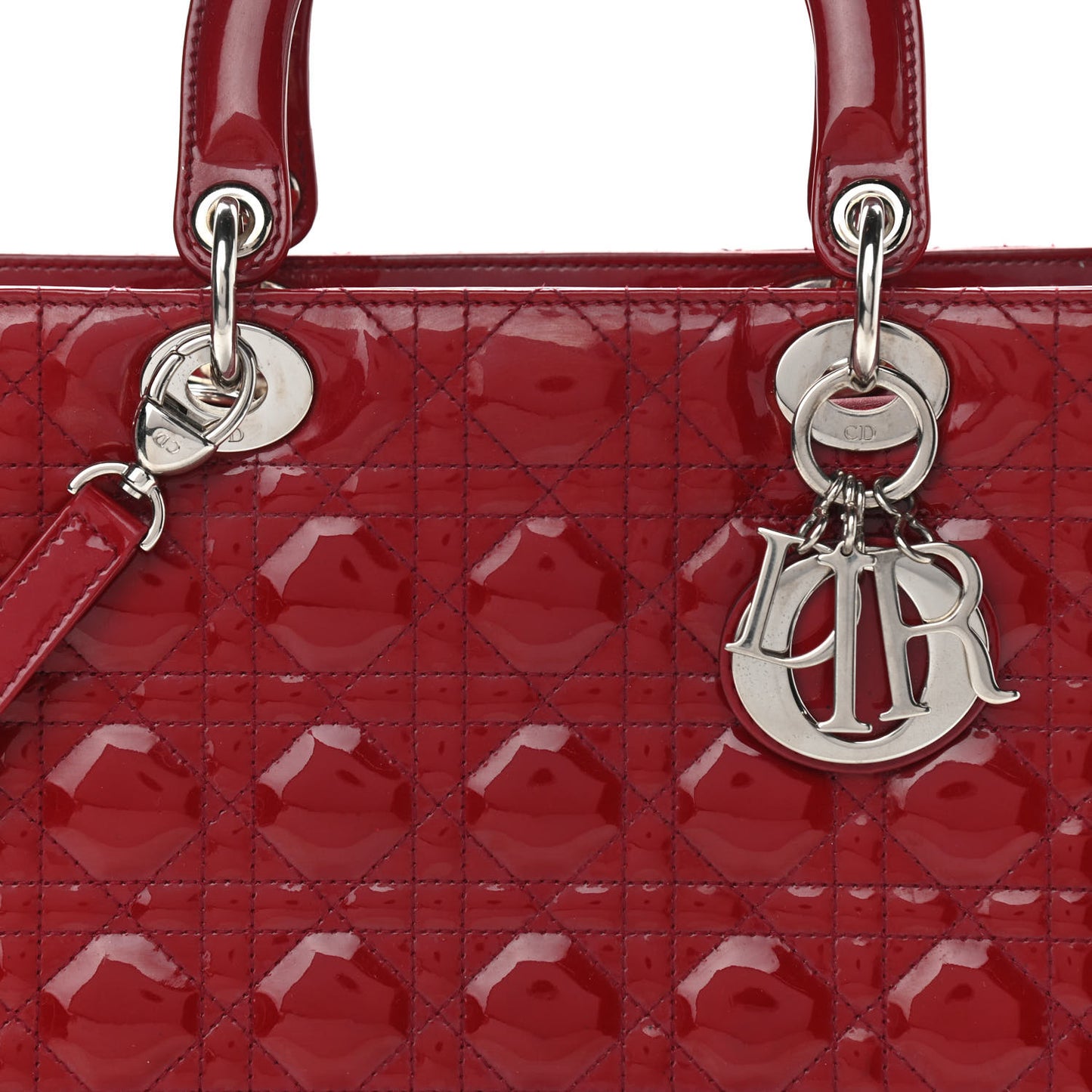 Patent Cannage Large Lady Dior Red
