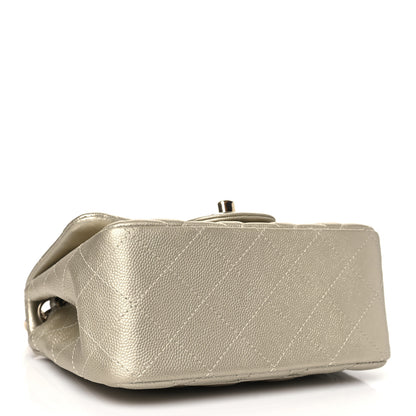 Chanel Metallic Caviar Quilted Mini Square Flap Light Gold 4 of 11