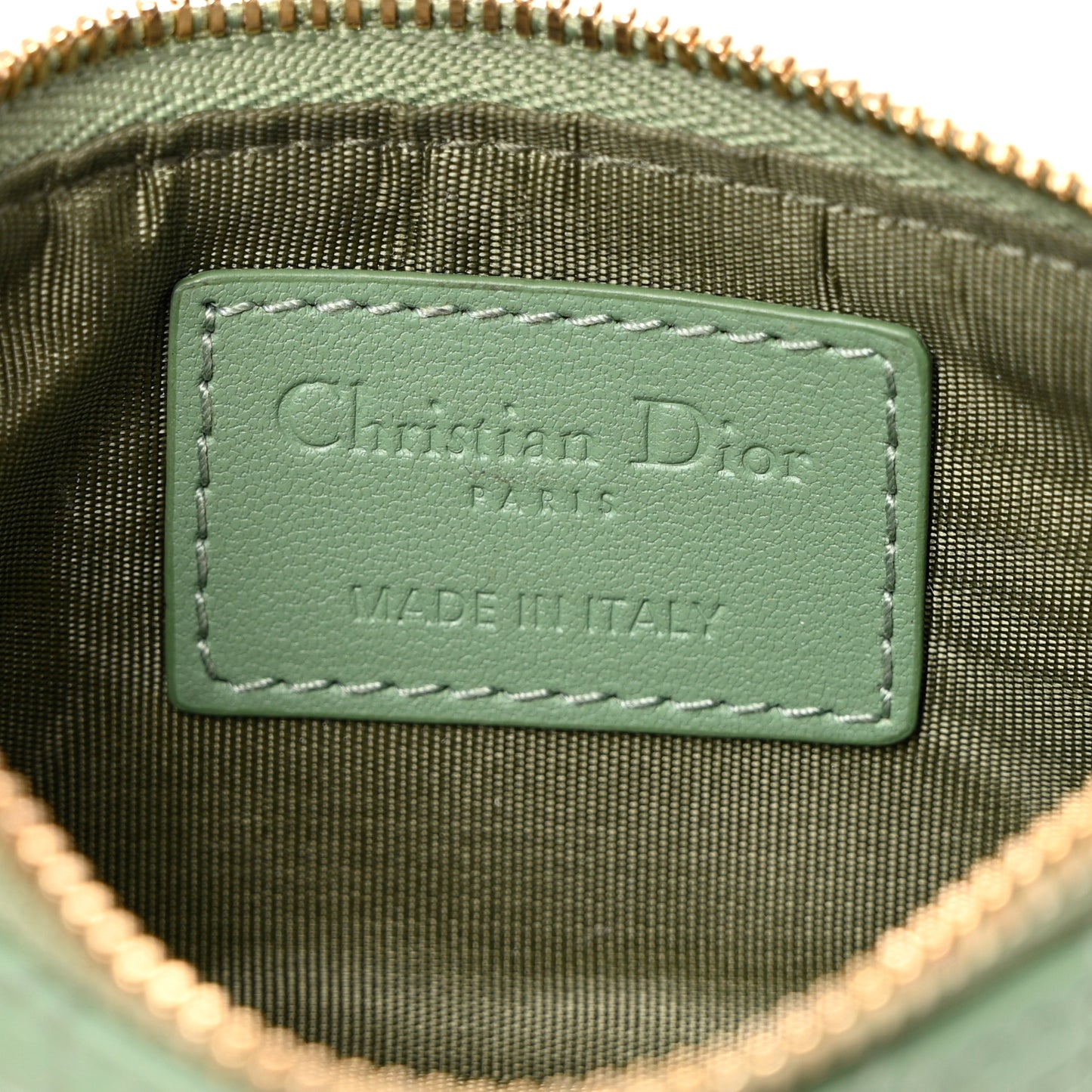 Lambskin Cannage Lady Dior Zipped Key Case Green
