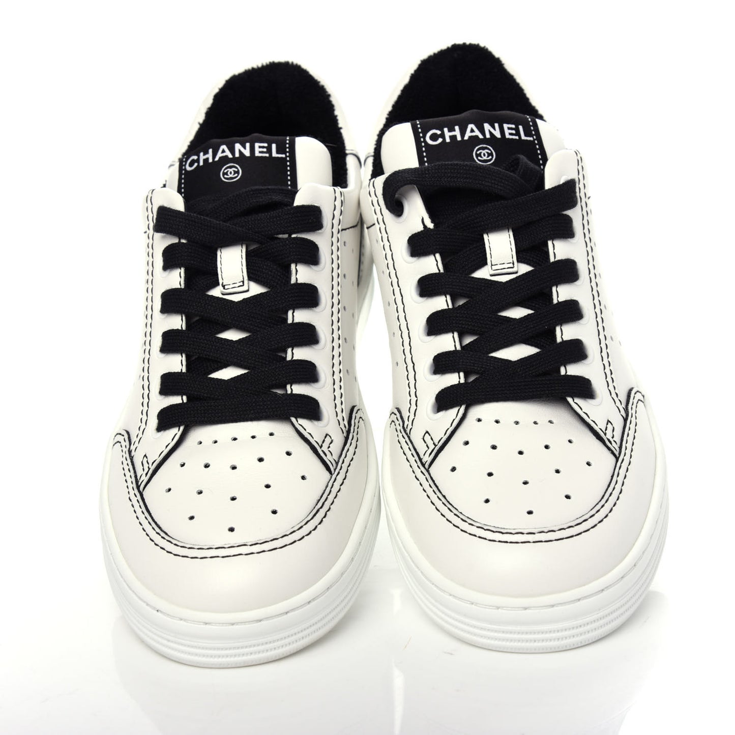 Calfskin Womens Logo Sneakers 36.5 White Black