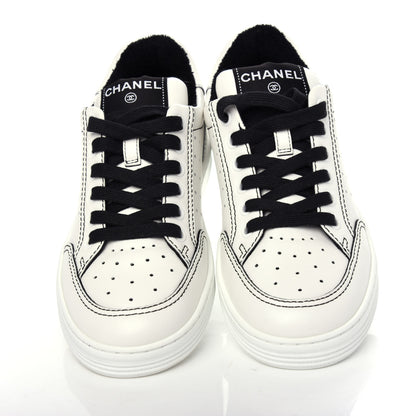 Chanel Calfskin Womens Logo Sneakers 36.5 White Black 5 of 11