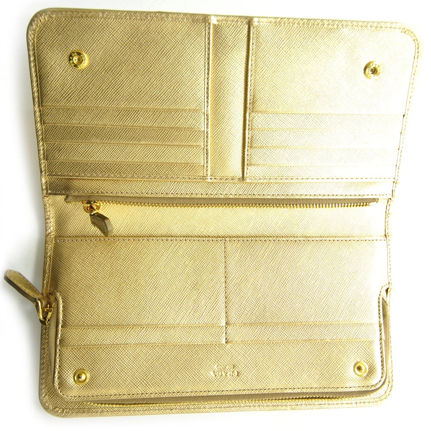 Saffiano Zip Around Bow Wallet Platino