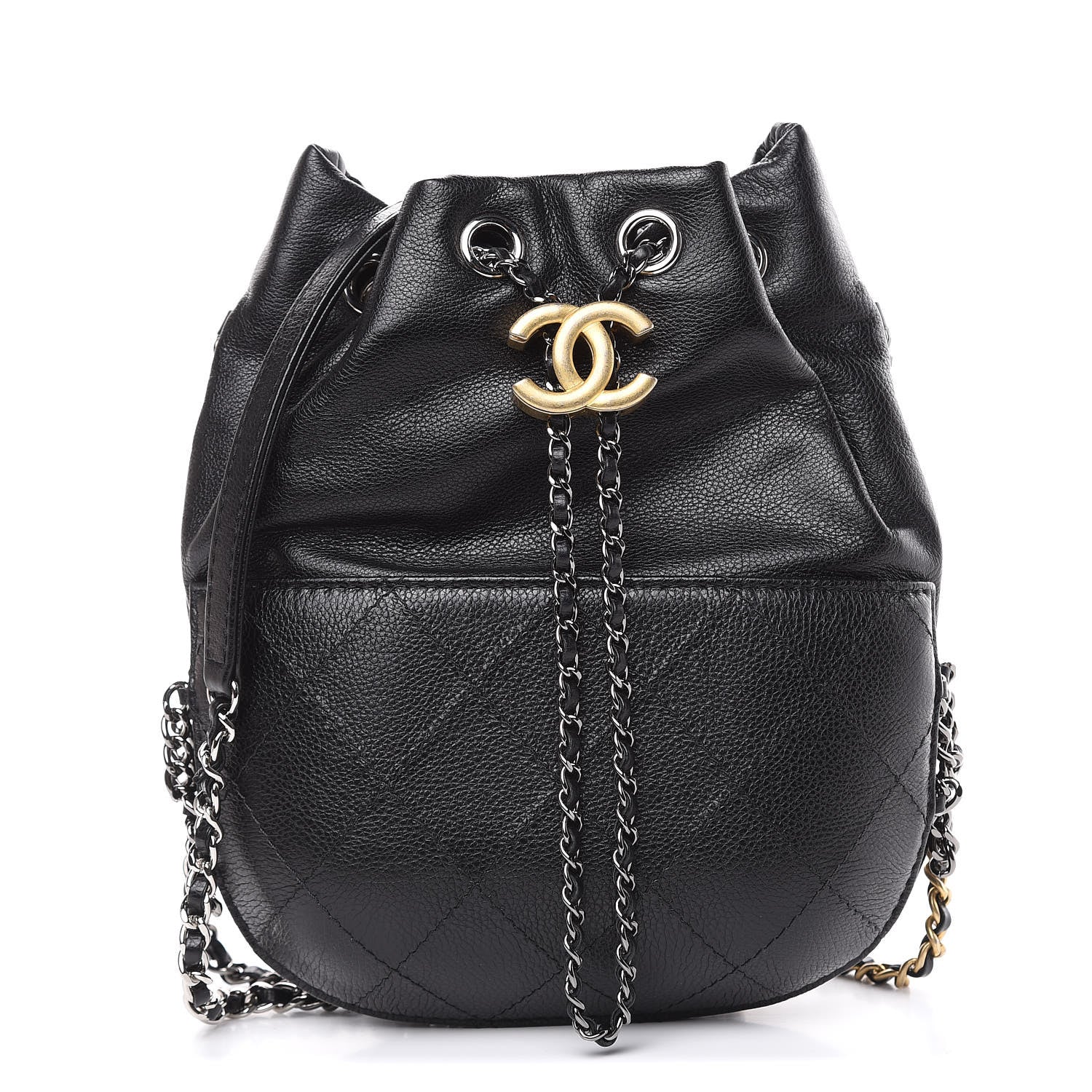Chanel Calfskin Quilted Small Gabrielle Bucket Black 1 of 9