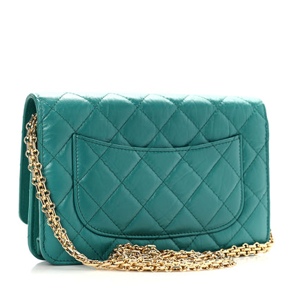 Chanel Aged Calfskin Quilted Reissue Wallet On Chain WOC Green 3 of 9