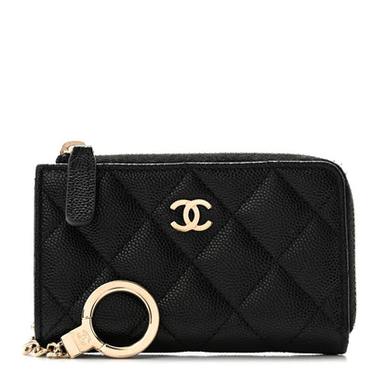 Chanel Caviar Quilted Zipped Key Holder Case Black 1 of 8