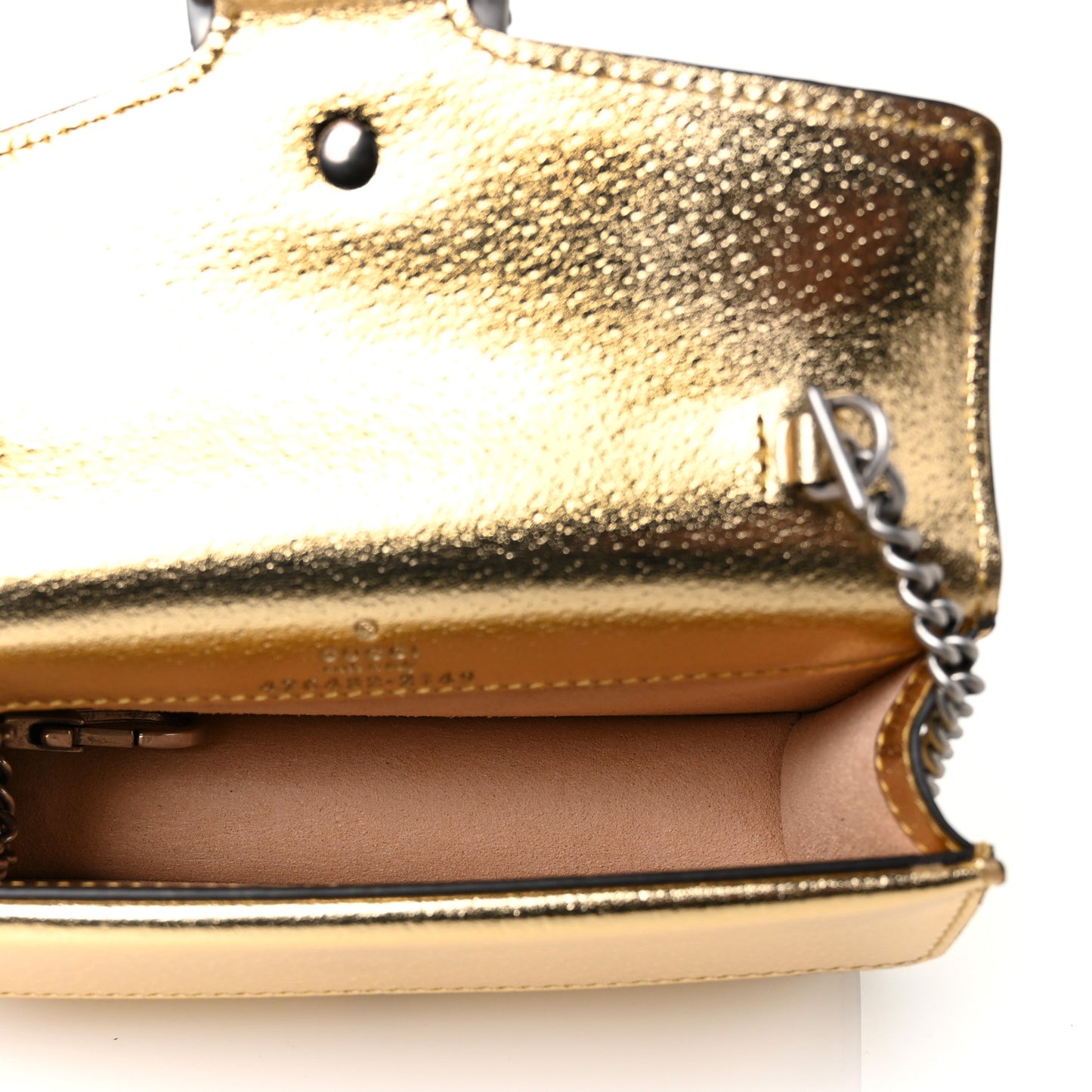 Metallic Calfskin Super Mini Dionysus Shoulder Bag Gold