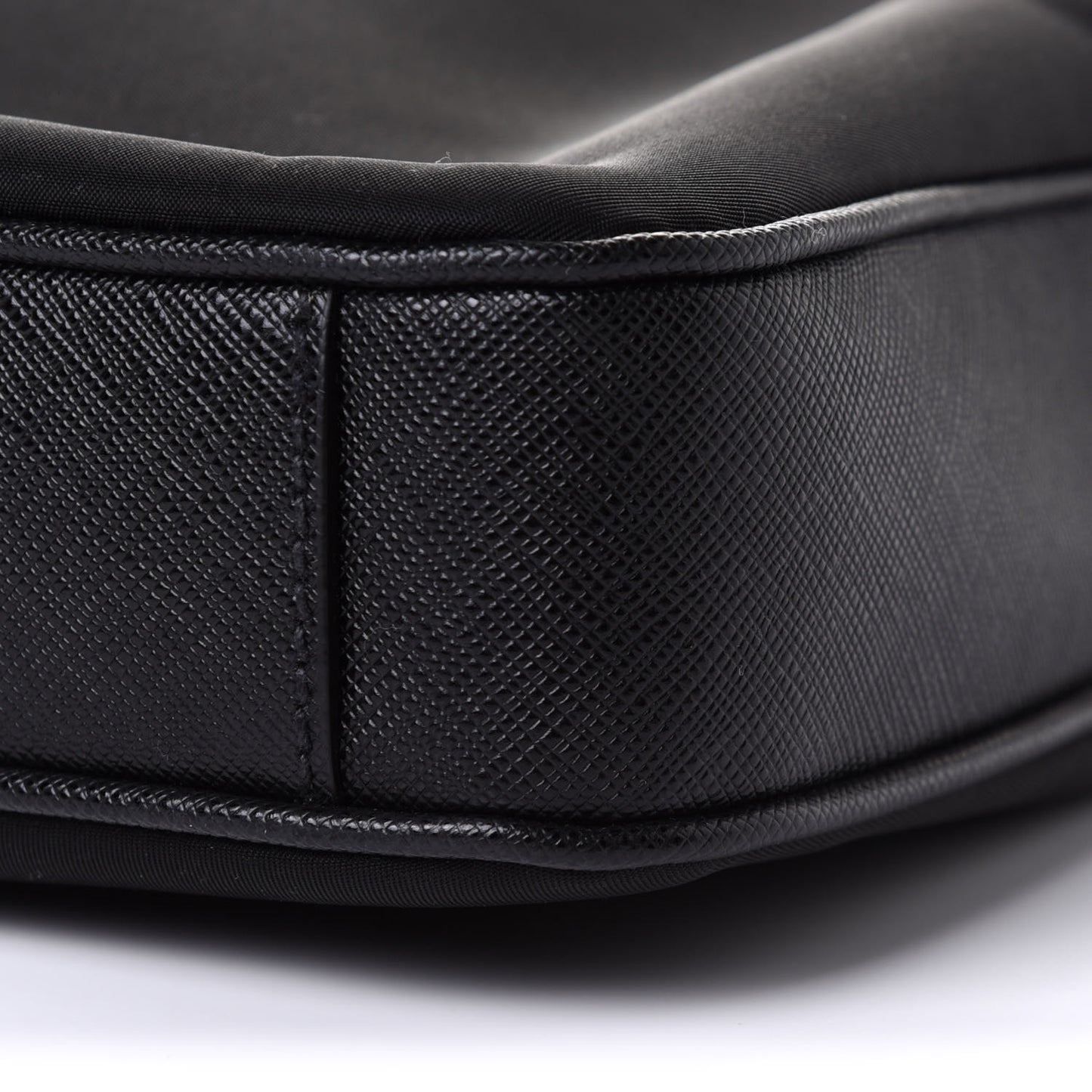Tessuto Nylon Saffiano Metal Triangle Logo Work Bag Black