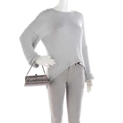 Chanel Satin Beaded Camellia Evening Bag Grey 2 of 8