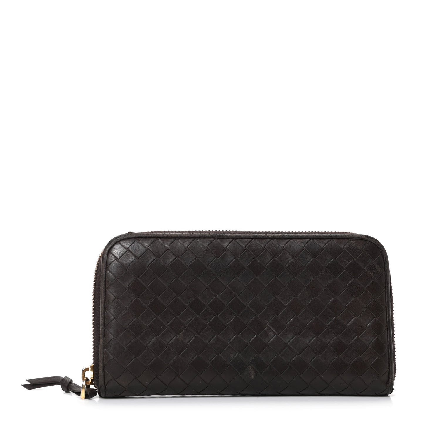 Nappa Intrecciato Zip Around Wallet Ebano