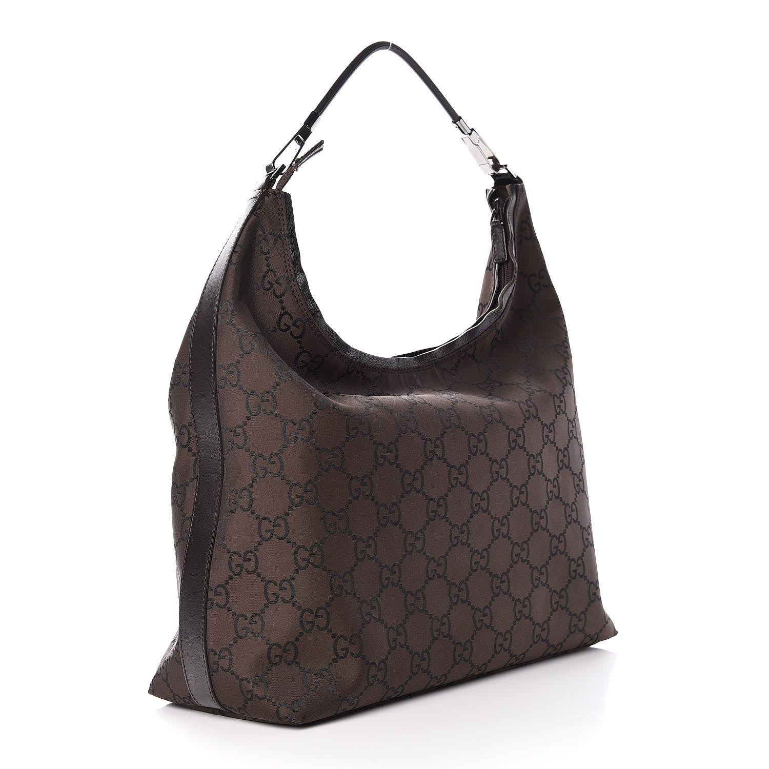 Gucci Nylon Monogram Hobo Dark Brown 3 of 12