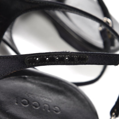 Gucci Lambskin Crystal Lady Bit Thong Sandals 39.5 Black 7 of 10