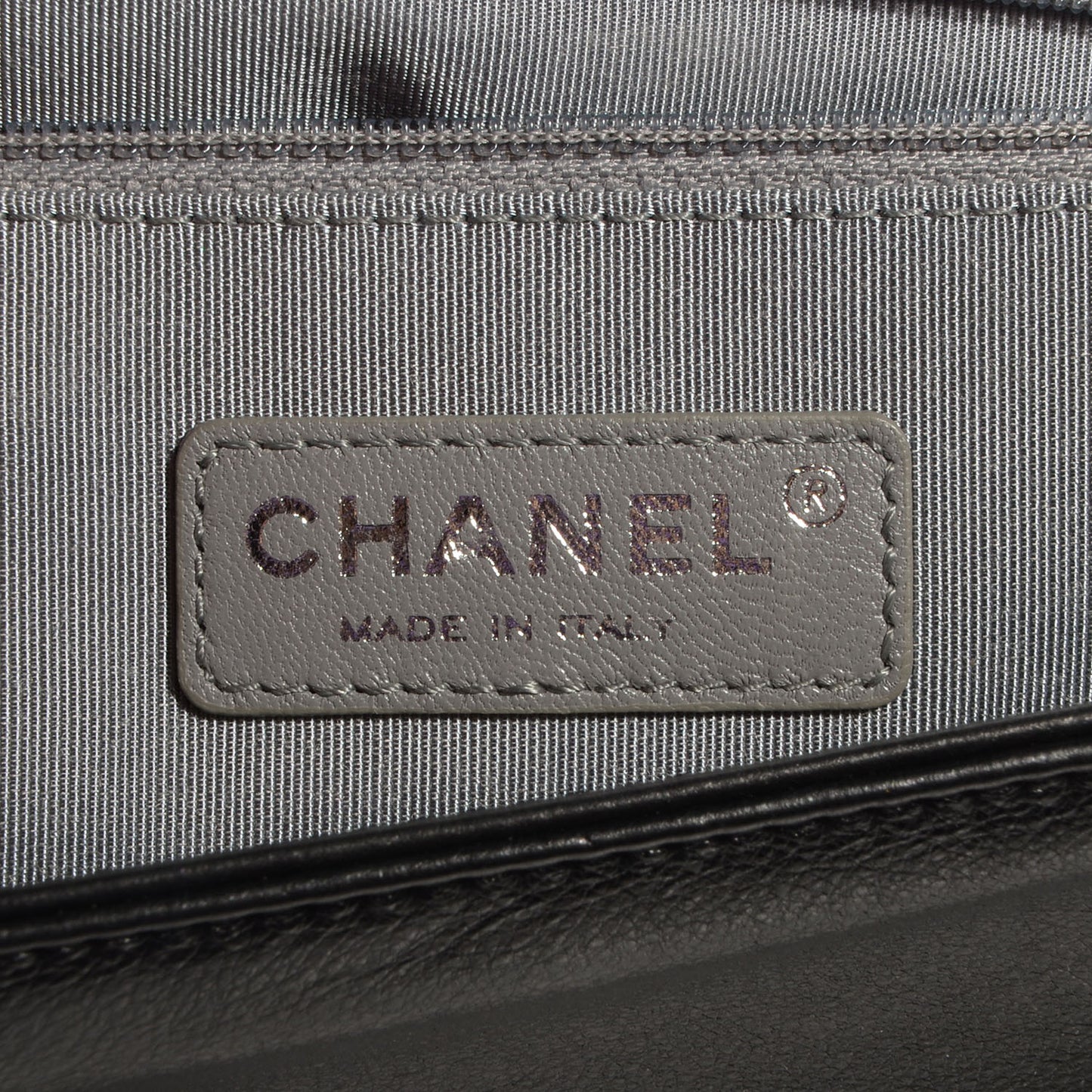 Metallic Calfskin Large Boy Flap Black