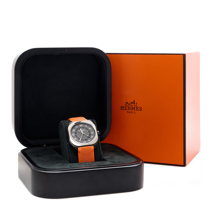 Hermes DLC Coated Titanium Rubber 39mm H08 Automatic Watch Orange 2 of 5