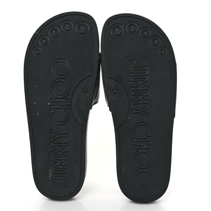 Jimmy Choo Nappa Embossed Logo Azari Slide Sandals 40 Black 6 of 10