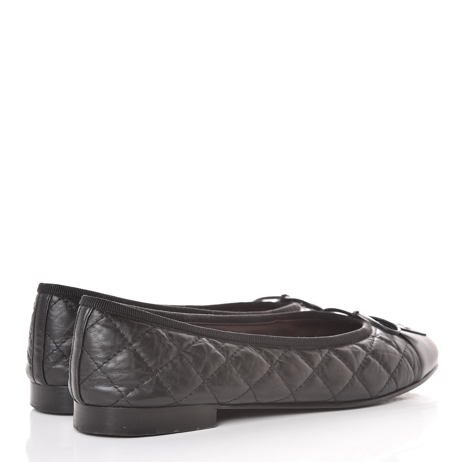 Chanel Aged Calfskin Quilted CC Cap Toe Ballerina Flats 39.5 Black 4 of 15