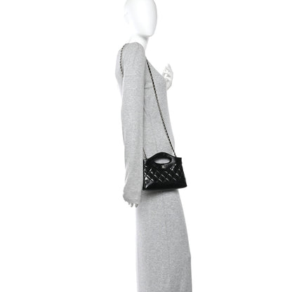 Chanel Shiny Crumpled Calfskin Quilted Nano 31 Shopping Bag Black 3 of 11