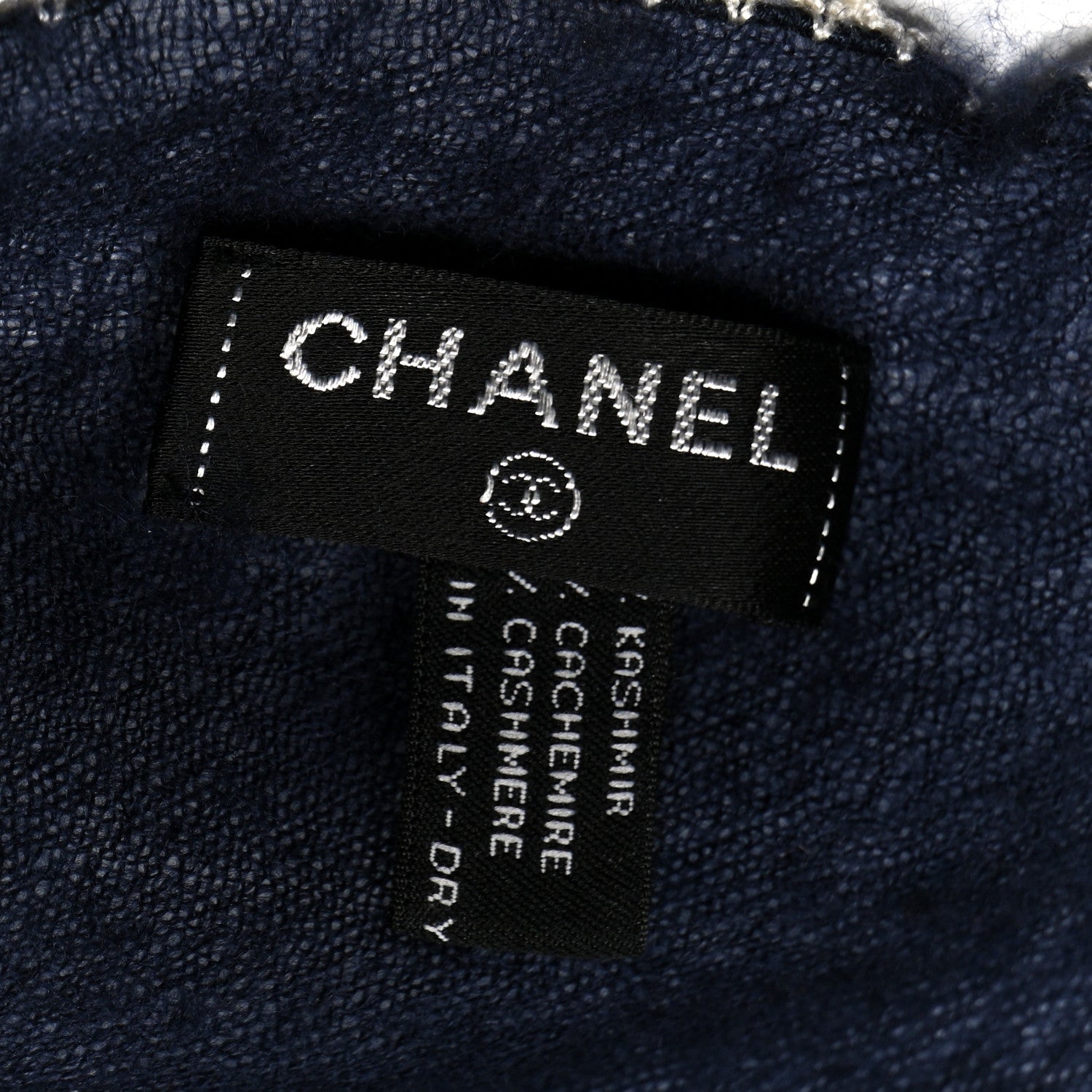 Chanel Cashmere CC Scarf Navy White 3 of 3