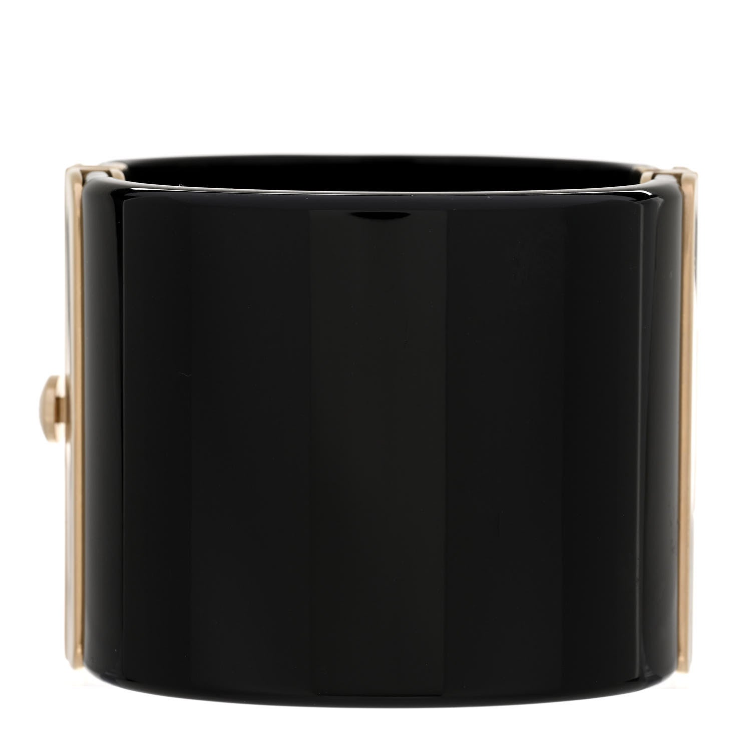 Chanel Resin Crystal Love In ParisCC Cuff Black 3 of 5