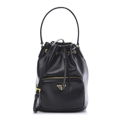Prada Soft Calf Saffiano Mini Bucket Crossbody Bag Black 1 of 9