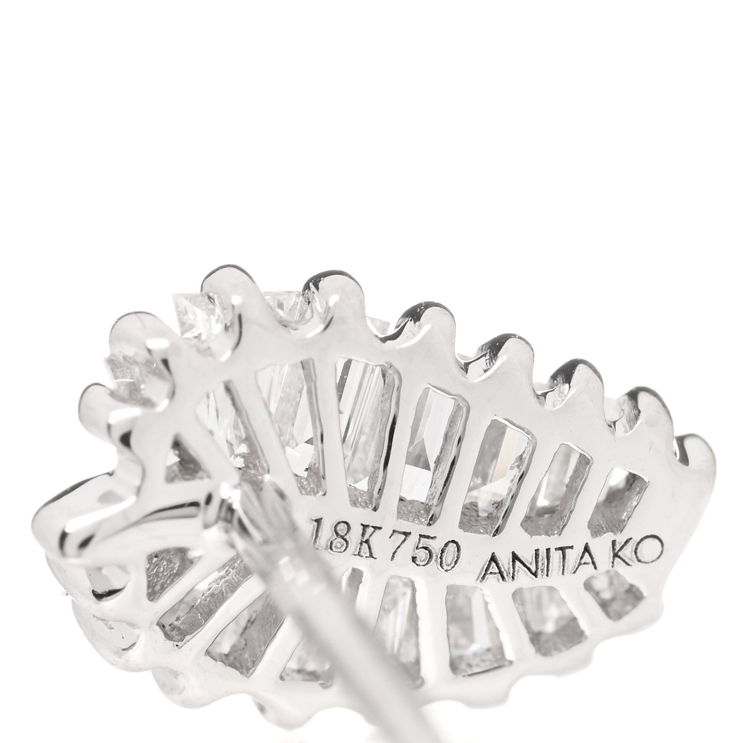 18K White Gold Diamond Small Palm Leaf Earrings