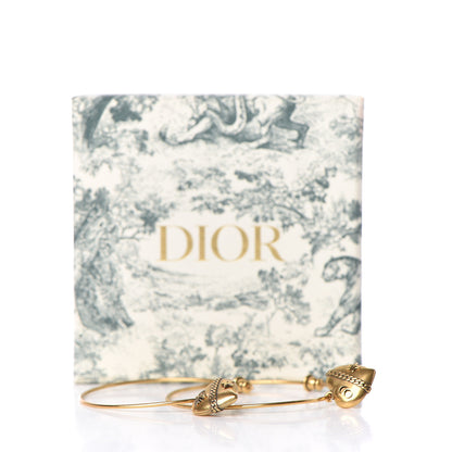 Christian Dior Metal Heart Hoop Earrings Gold 5 of 5