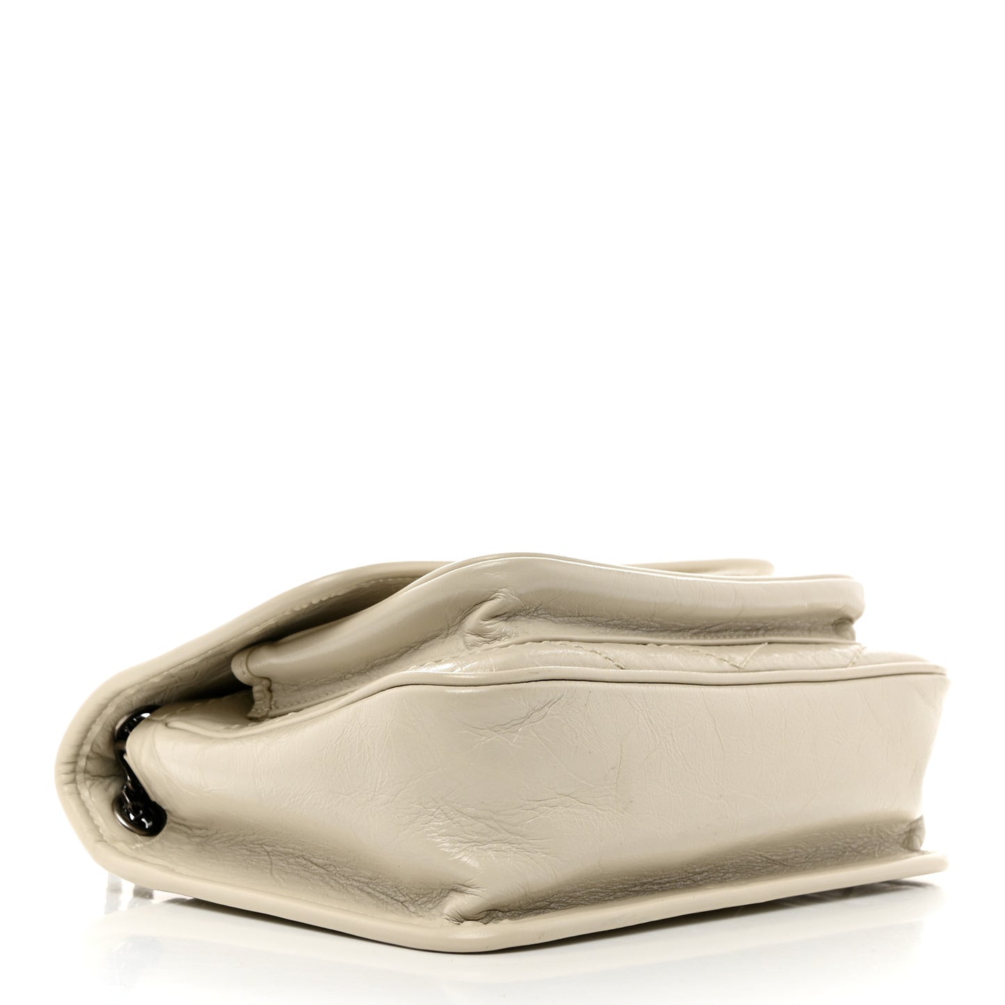 Crinkled Calfskin Matelasse Monogram Baby Niki Chain Satchel Ivory