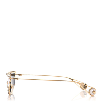 Gucci Metal Crystal Cat Eye Sunglasses GG0364S Gold 3 of 8