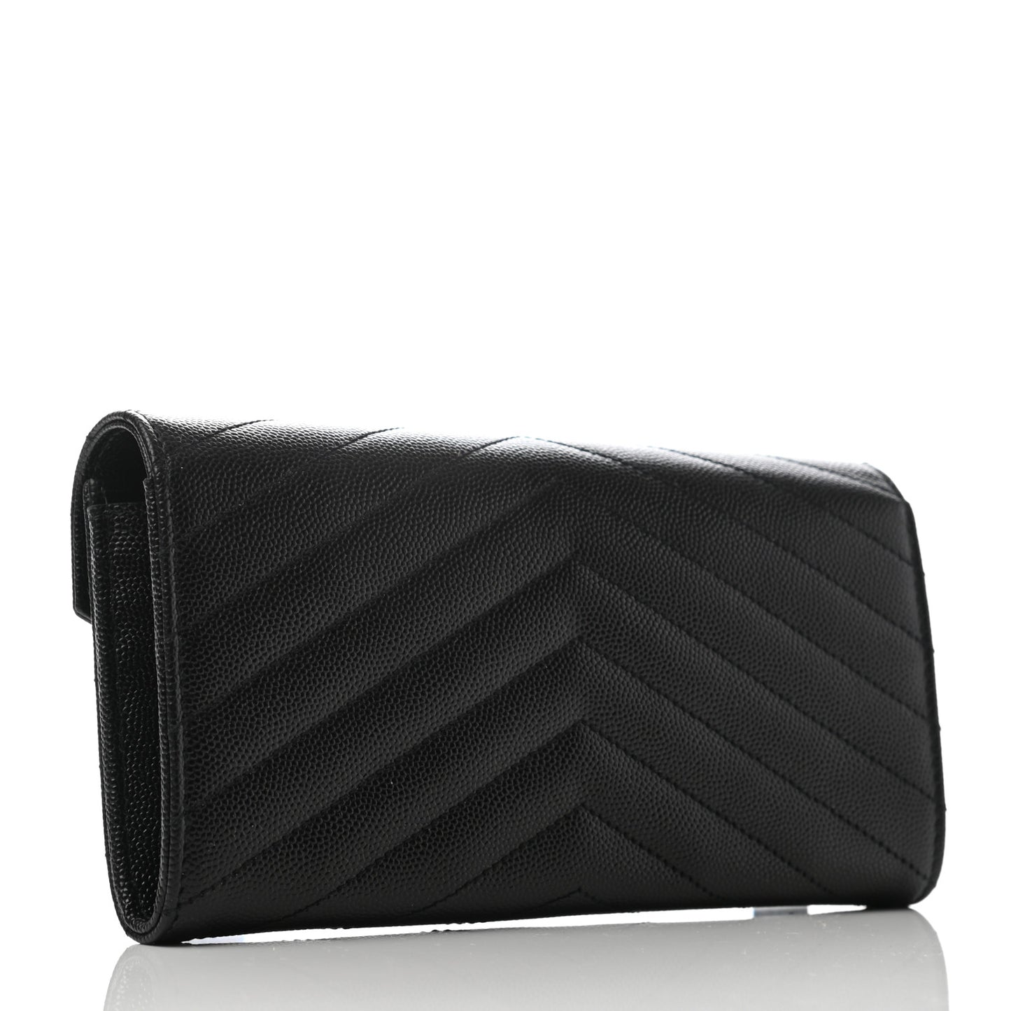Grain De Poudre Matelasse Chevron Monogram Large Flap Wallet Black