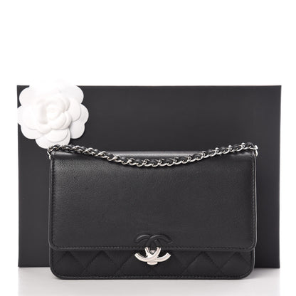 Chanel Lambskin Quilted CC Box Wallet On Chain WOC Black 11 of 11