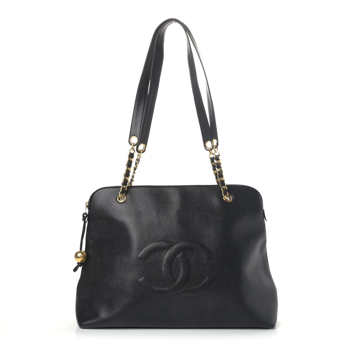 Caviar Large CC Shoulder Bag Black