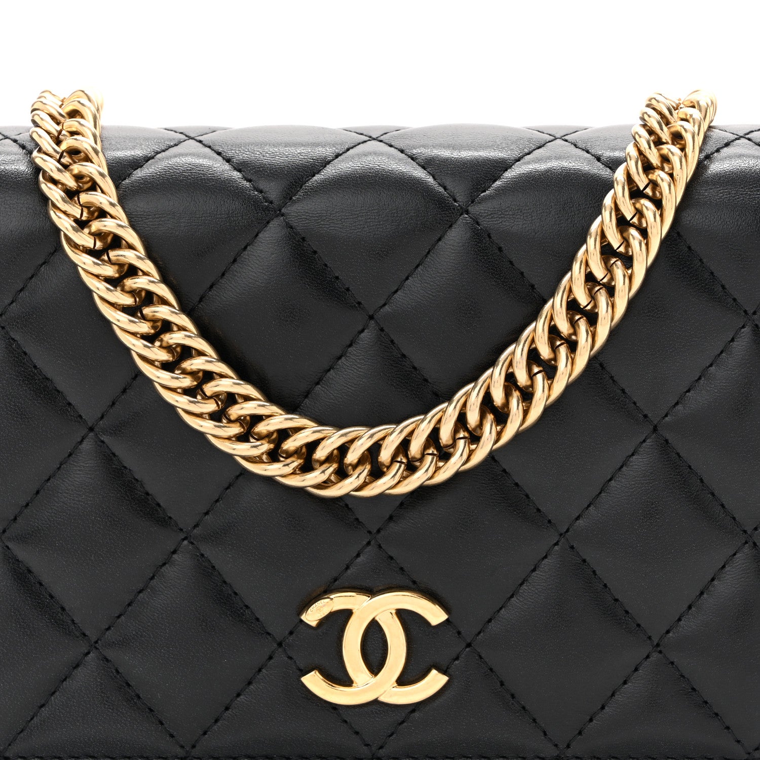 Chanel Lambskin Resin Quilted Mini Wallet On Chain WOC Black 9 of 12