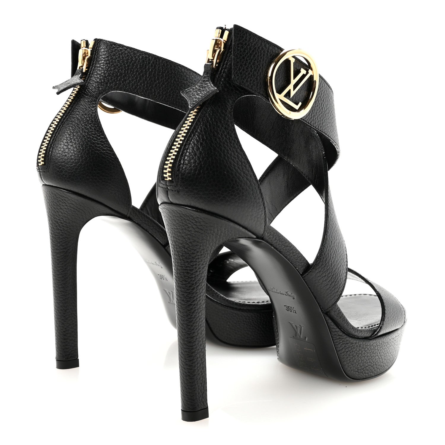 Louis Vuitton Grained Calfskin Horizon Platform Sandals 39.5 Black 5 of 10
