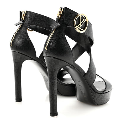Louis Vuitton Grained Calfskin Horizon Platform Sandals 39.5 Black 5 of 10