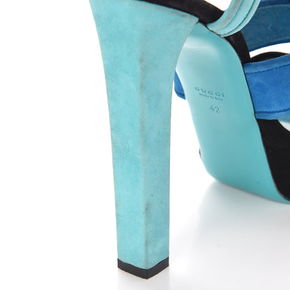 Gucci Suede Tri-color Platform Sandals 42 Turquoise 12 of 15