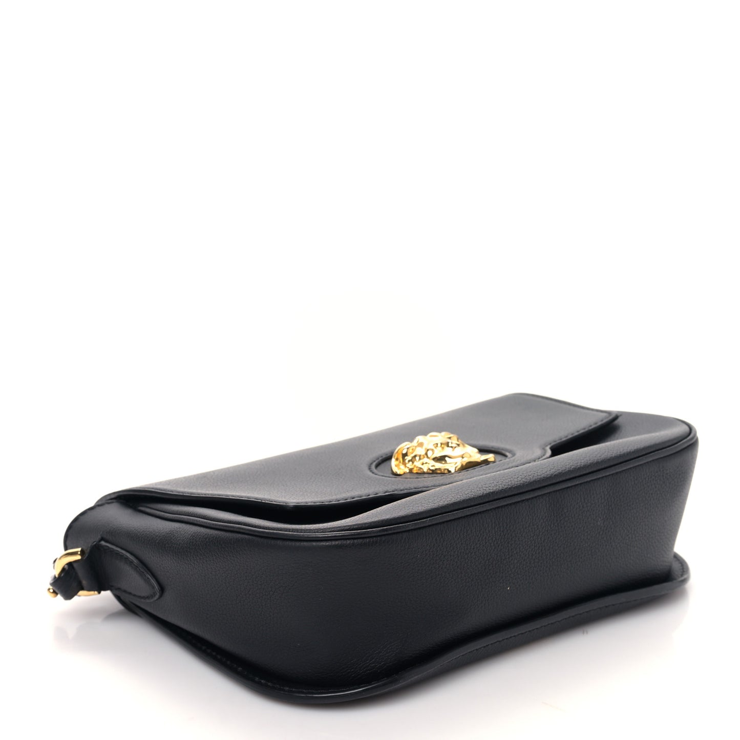 Grained Calfskin La Medusa Flap Shoulder Bag Black
