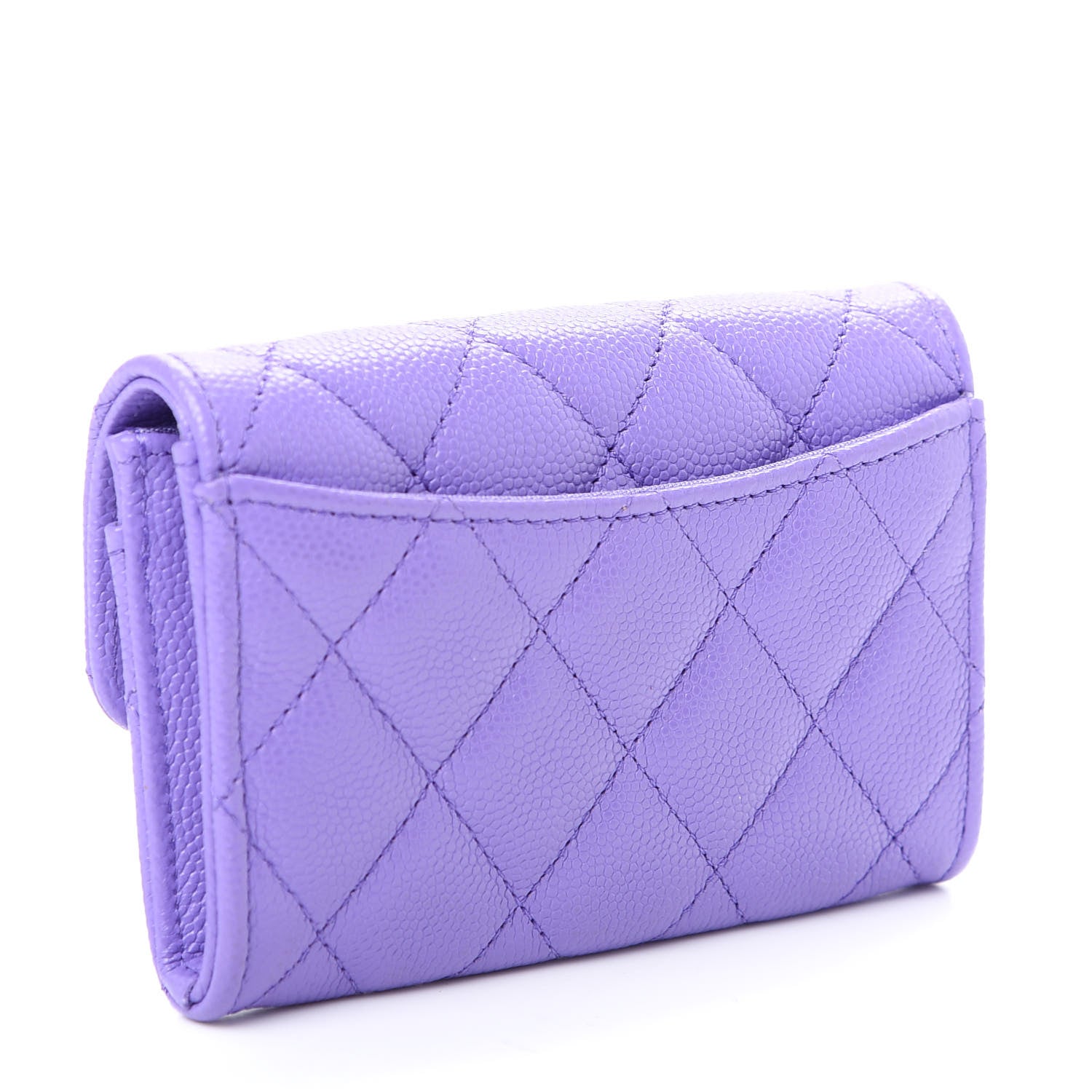 Chanel Caviar Quilted Flap Card Holder Wallet Purple 3 of 9