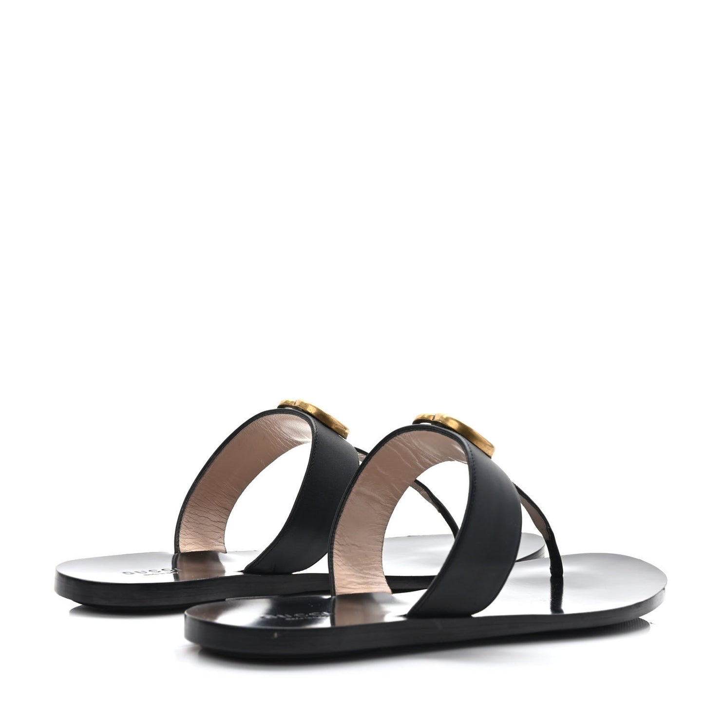 Calfskin GG Marmont Thong Sandals 39.5 Black