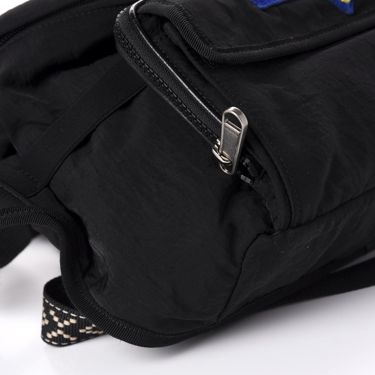 Nylon 80s Logo Patch Belt Bag Black