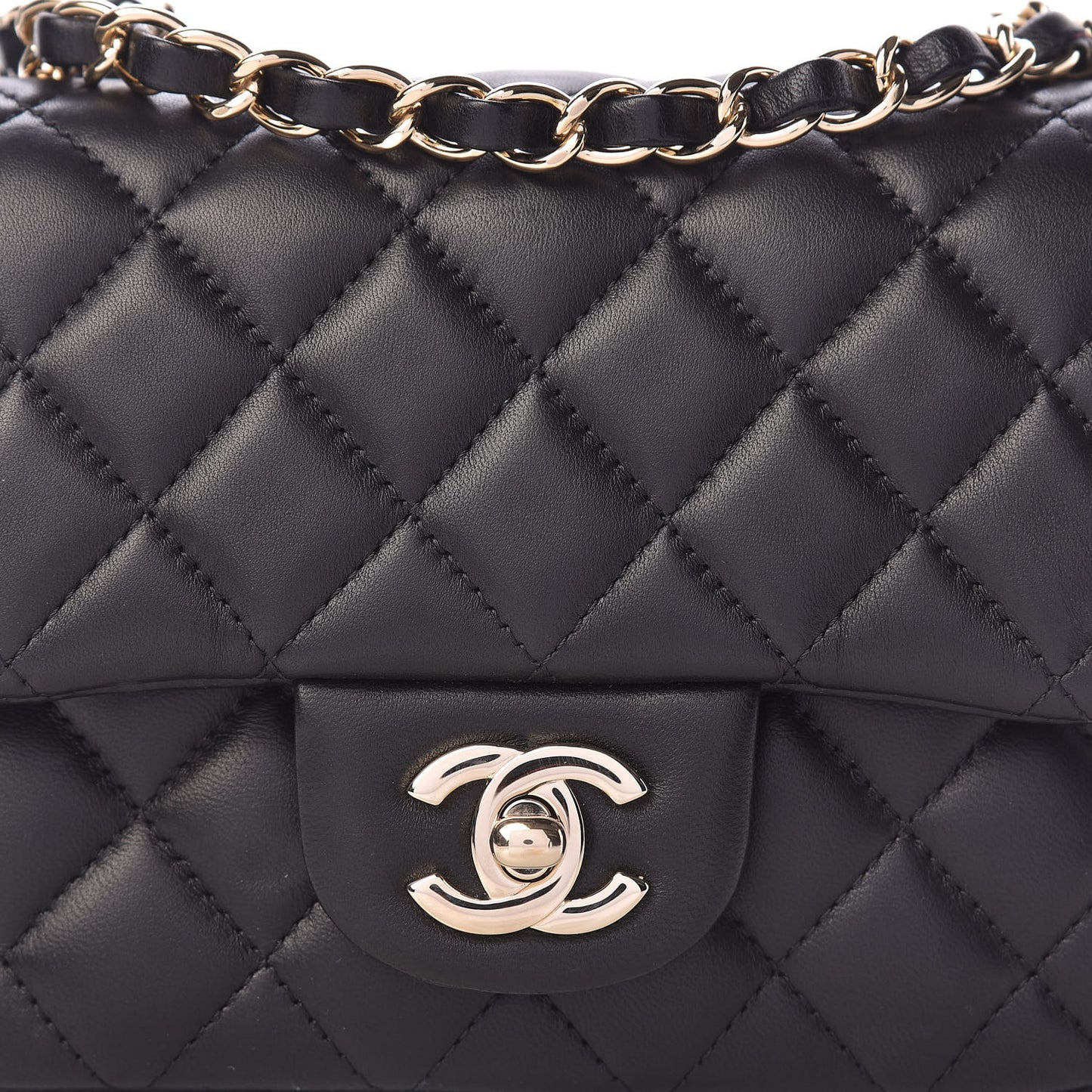 Lambskin Quilted Mini Square Flap Black