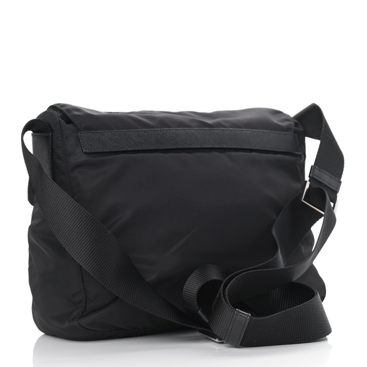 Nylon Vela Saffiano Single Buckle Messenger Shoulder Bag Black
