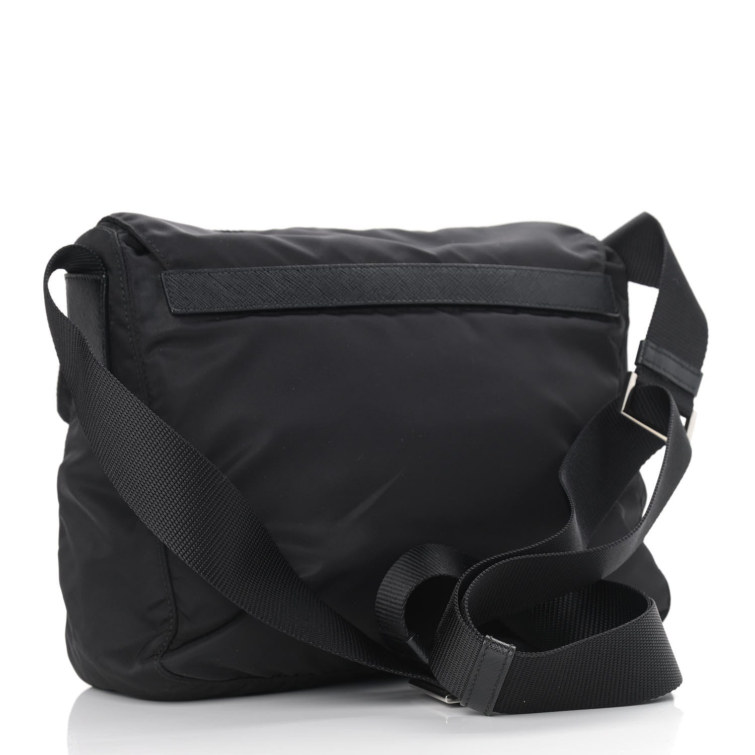 Prada Nylon Vela Saffiano Single Buckle Messenger Shoulder Bag Black 2 of 9