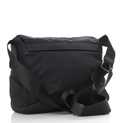 Prada Nylon Vela Saffiano Single Buckle Messenger Shoulder Bag Black 2 of 9