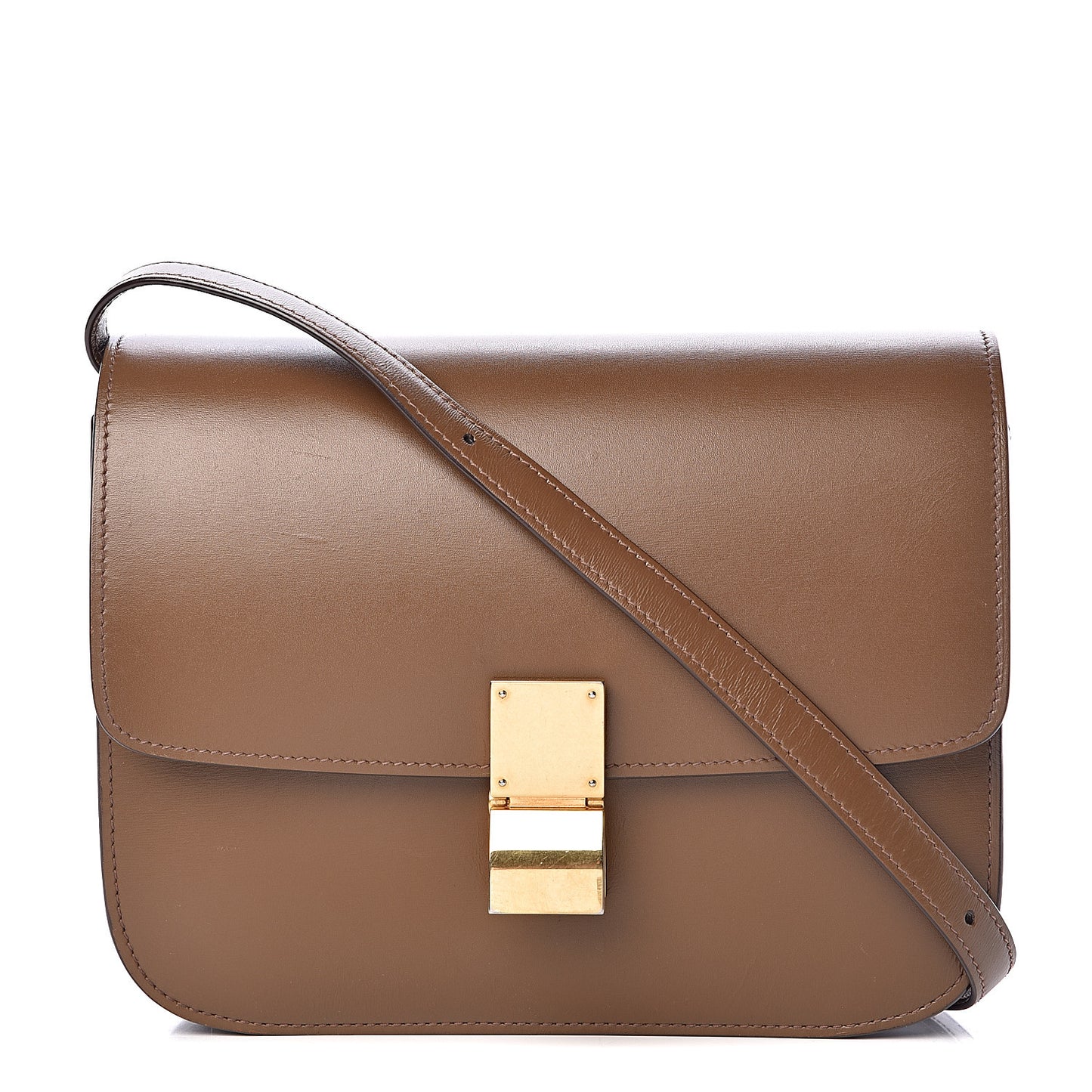 Box Calfskin Medium Classic Box Flap Bag Camel