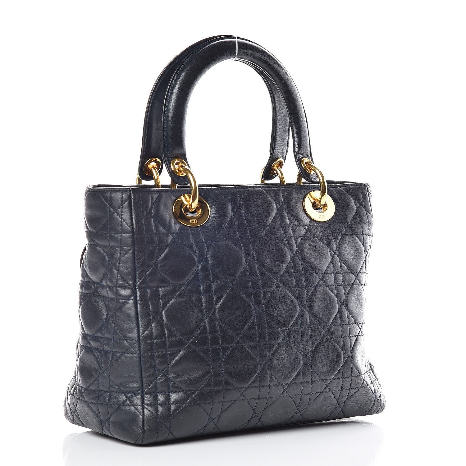 Christian Dior Lambskin Cannage Medium Lady Dior Navy Blue 3 of 13