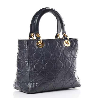 Christian Dior Lambskin Cannage Medium Lady Dior Navy Blue 3 of 13